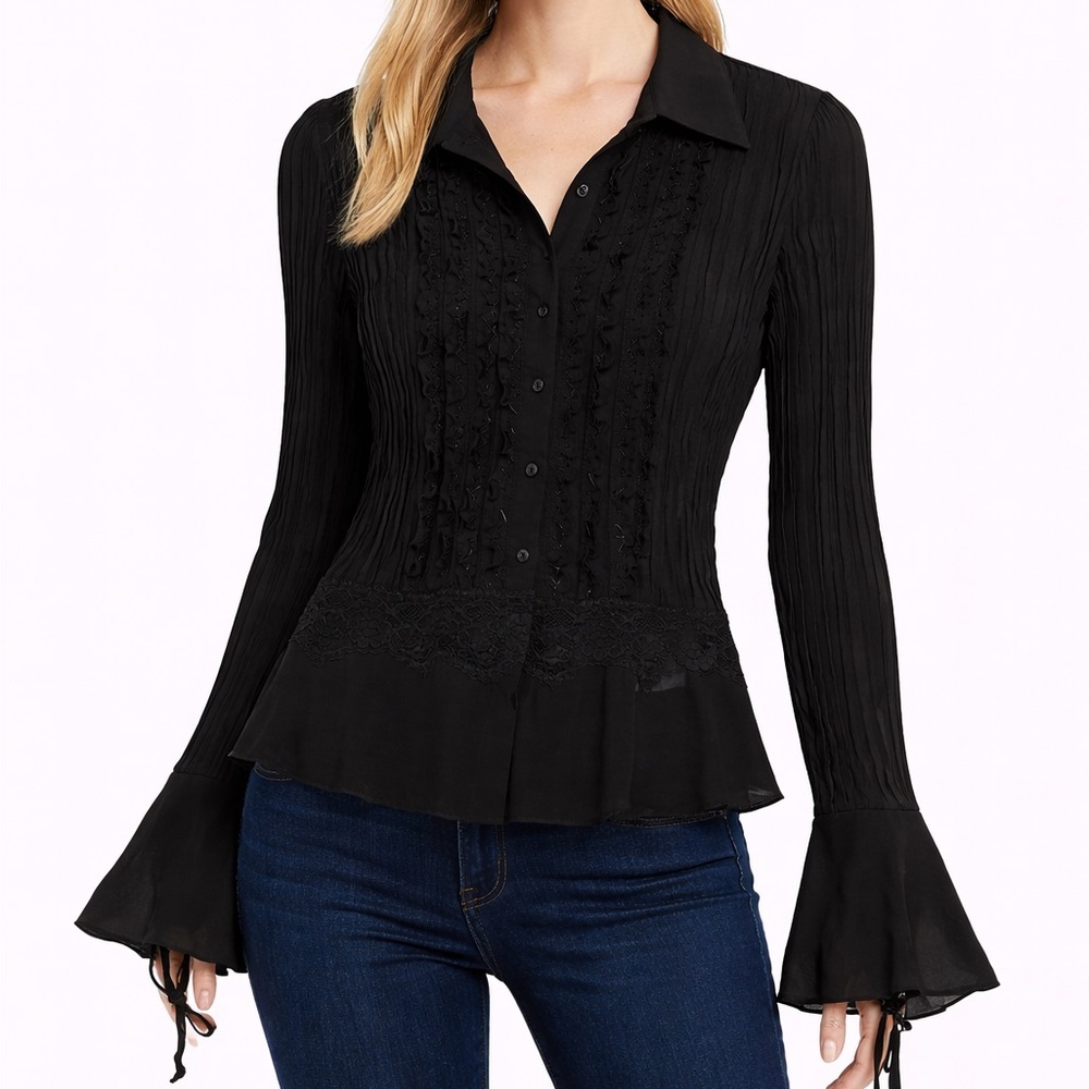 Sunny Taylor Black Ruffled Blouse
